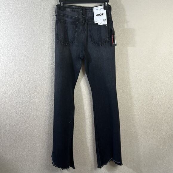 Rag & Bone Nina High Rise Shark Bite Hem Flare Denim Jeans Clean Onyx Size 24 - Picture 2 of 12